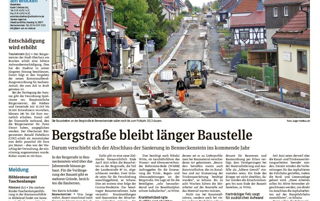 Bergstraße bleibt länger Baustelle